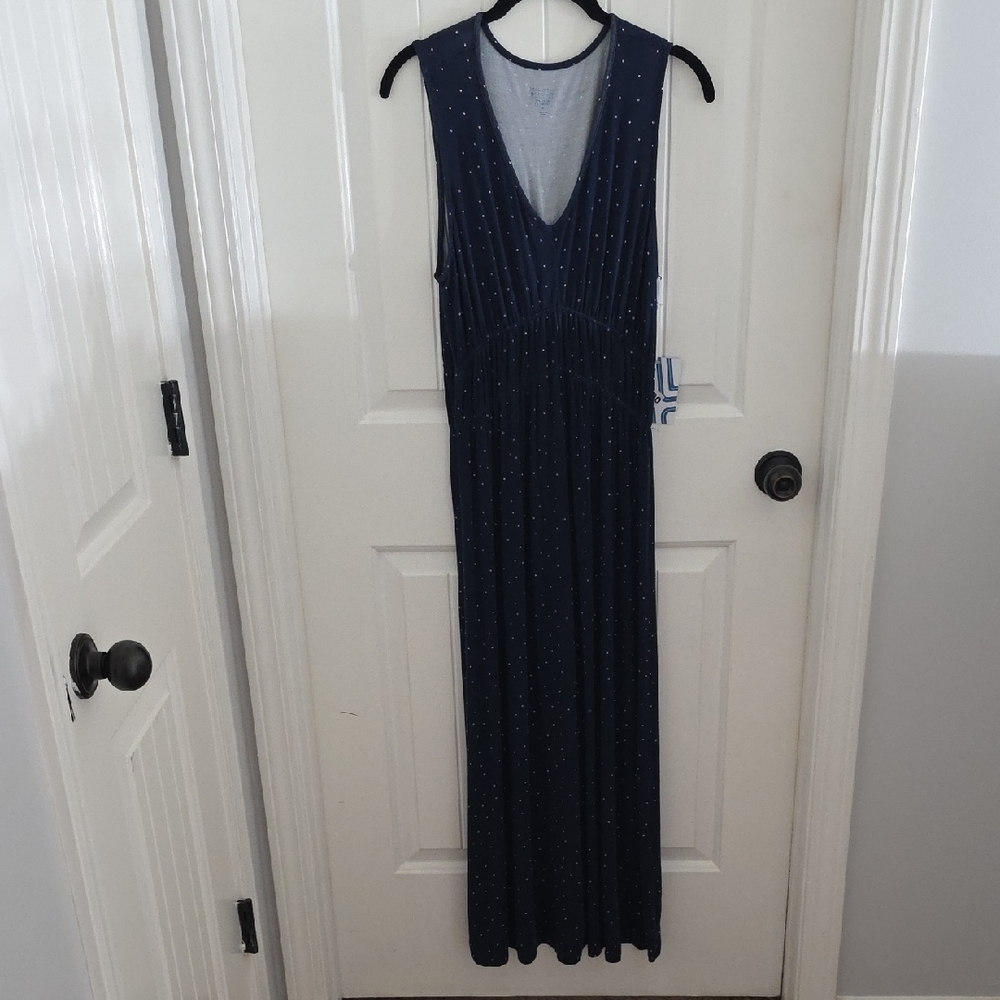 Market & Spruce Navy Maxi Dress with White Dots